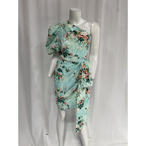 Elliatt 'Esteem' Green One Shoudler Puff Sleeve Dress Size L