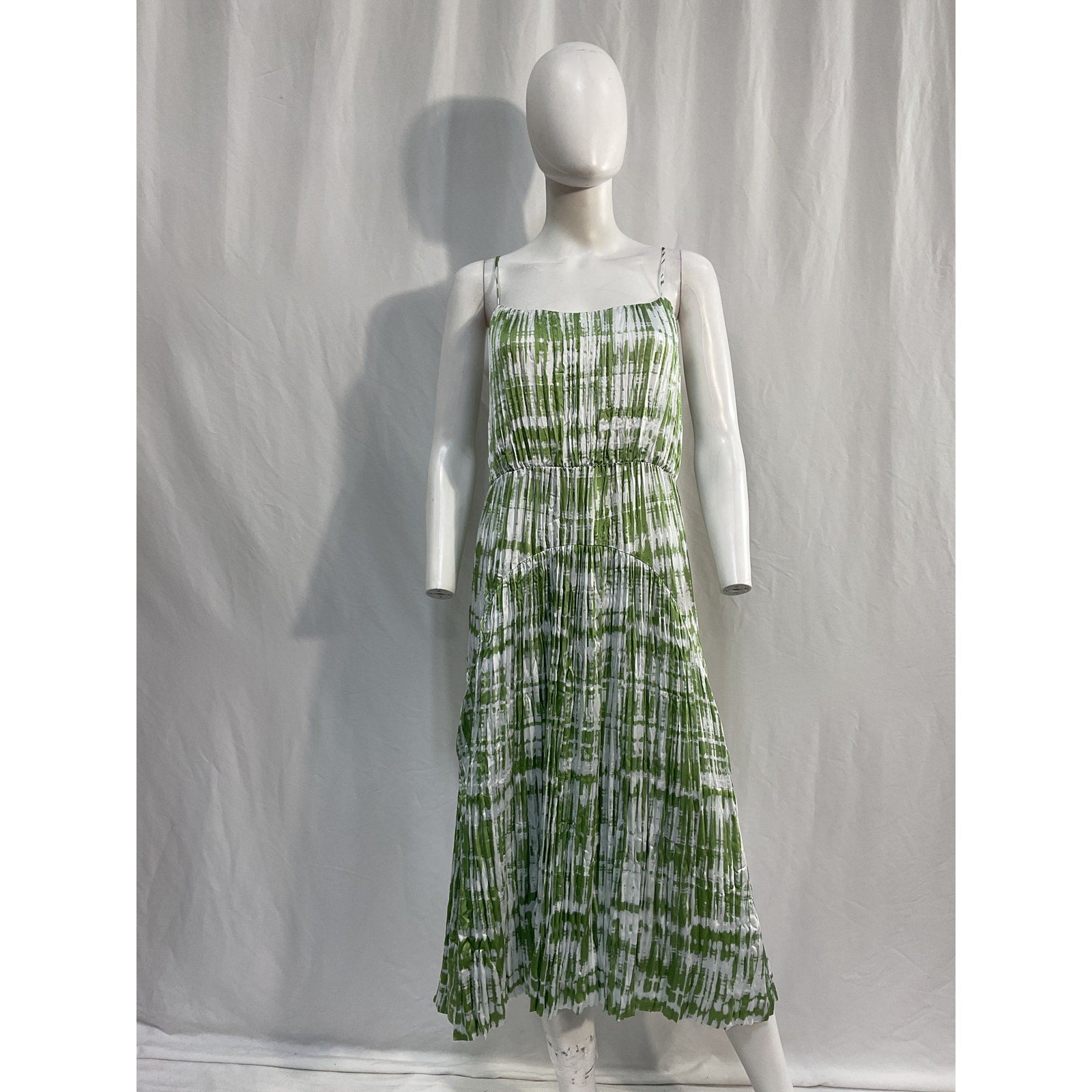 Vince 'Tie-Dye' White Polyester Ruched Silk Midi Dress Size S