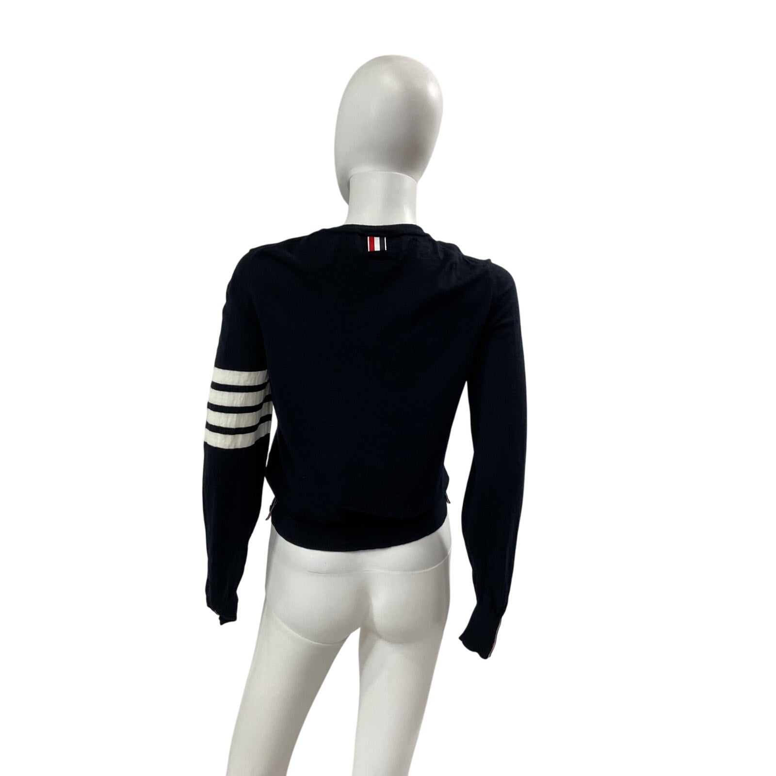 Thom Browne Navy Merino Wool 4-Bar Sweater Size M