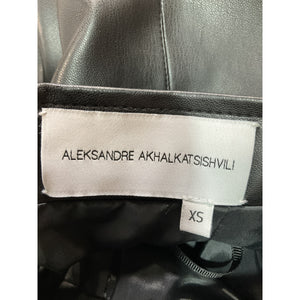 Aleksandre Akhalkatsishvili Sleek Black Vegan Leather Mini Skirt Size XS