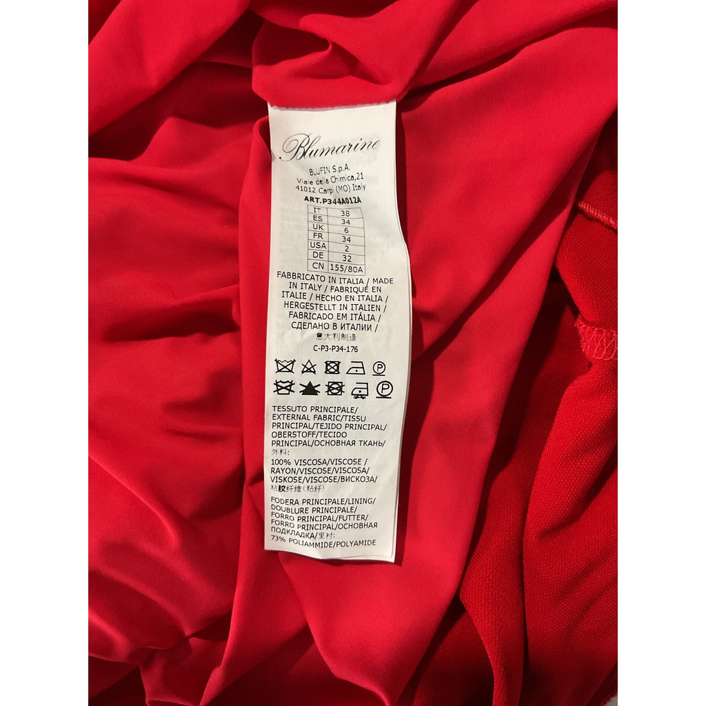 Blumarine 'Asymmetrical' Red Viscose Mini Dress Size 2