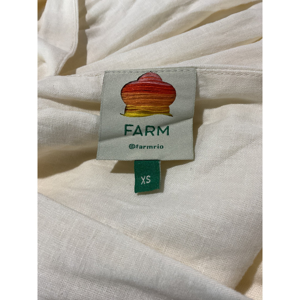 Farm Rio Cut Out White Linen Midi Dress Size XS