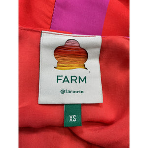 Farm Rio Mixed Pink 'Ombre Chita Lenzing Ecovero' Scarf V Neck Mini Dress Size XS