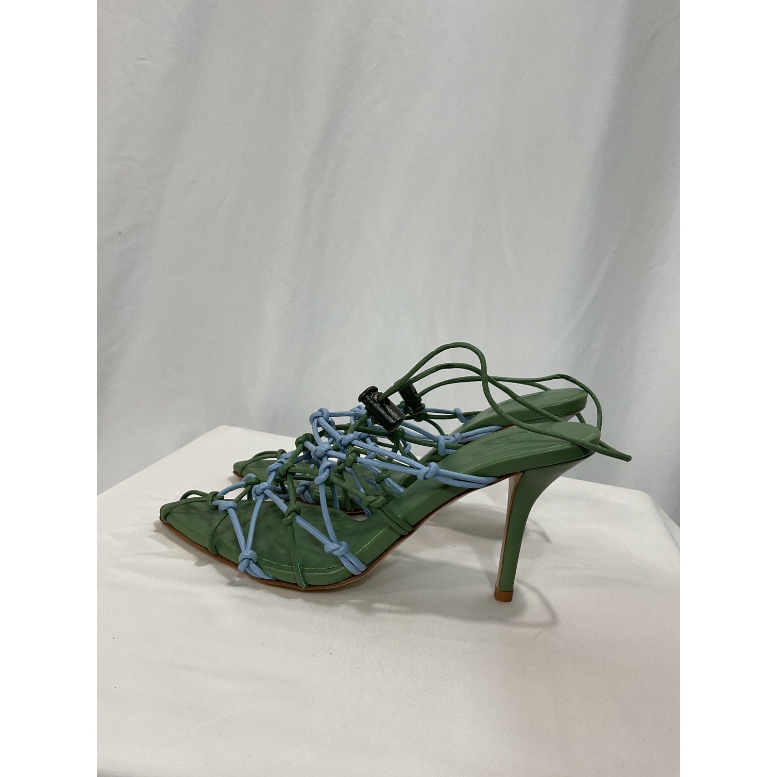 Gia Borghini 'Woven' Blue Leather Sandal Size 6