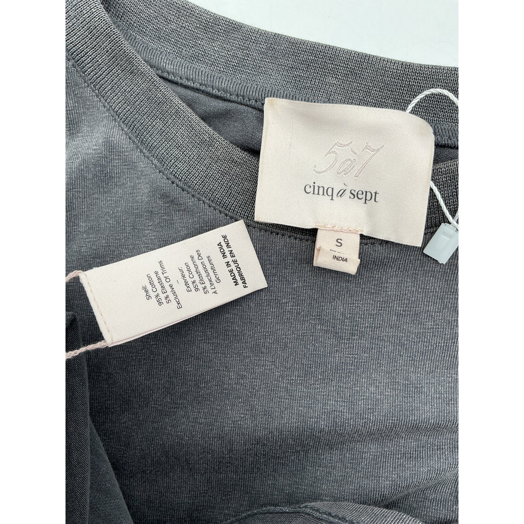 Cinq A Sept 'Diamond' Grey Cotton Vines Washed Bree Tee Size S