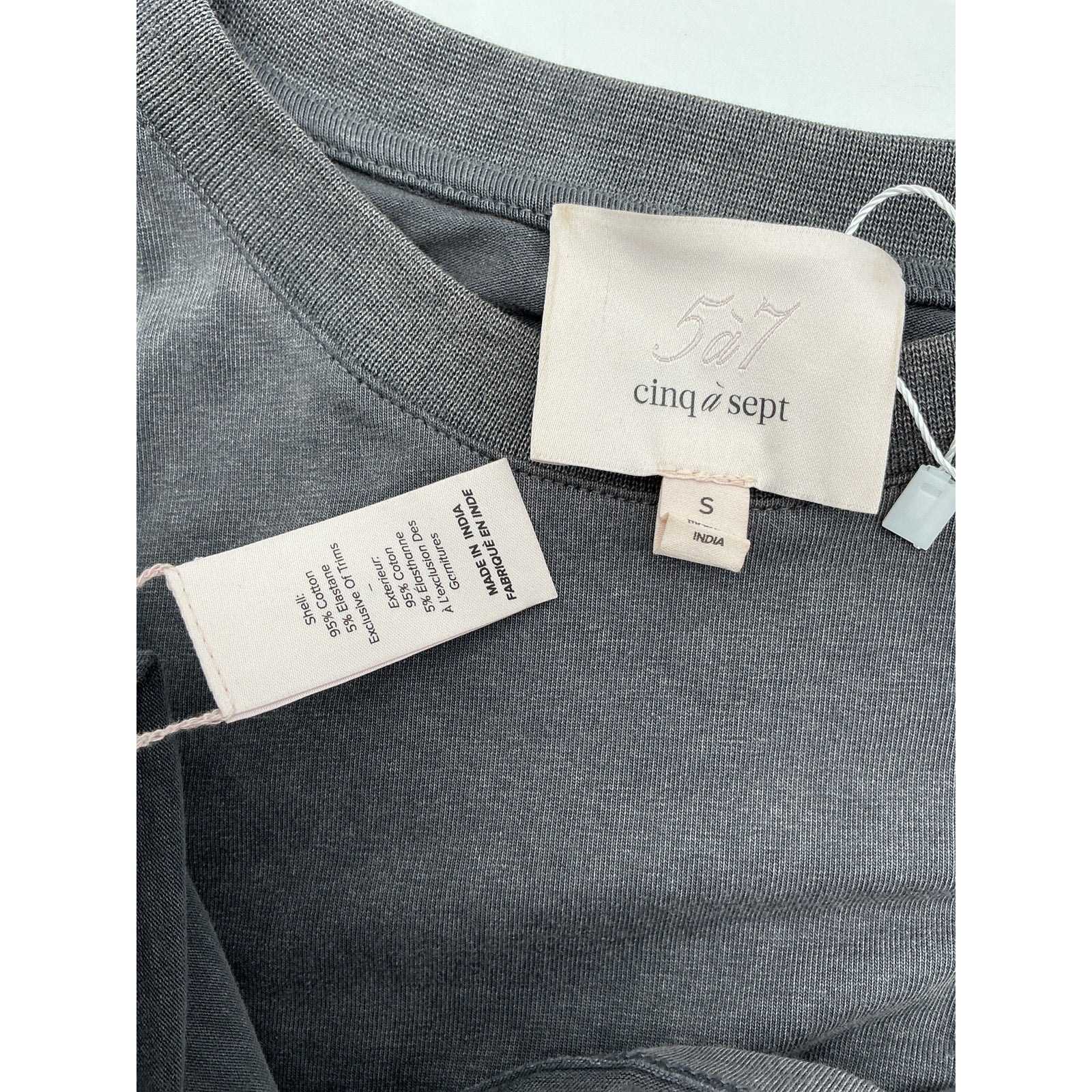 Cinq A Sept 'Diamond' Grey Cotton Vines Washed Bree Tee Size S