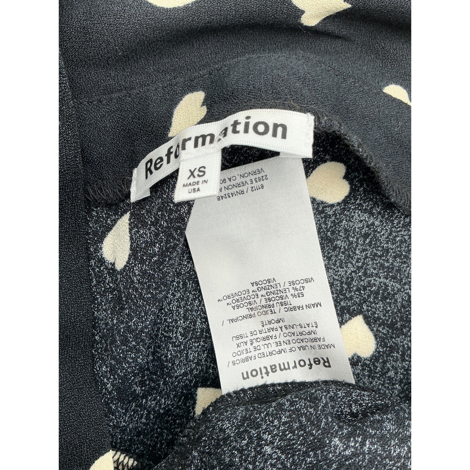 Reformation 'Joelle' Black Viscose Top Size XS