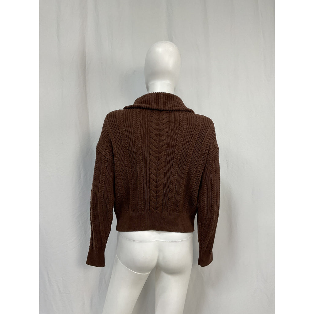 Reformation 'Lucca' Bown Cotton Cable Half Zip Sweater Size XS