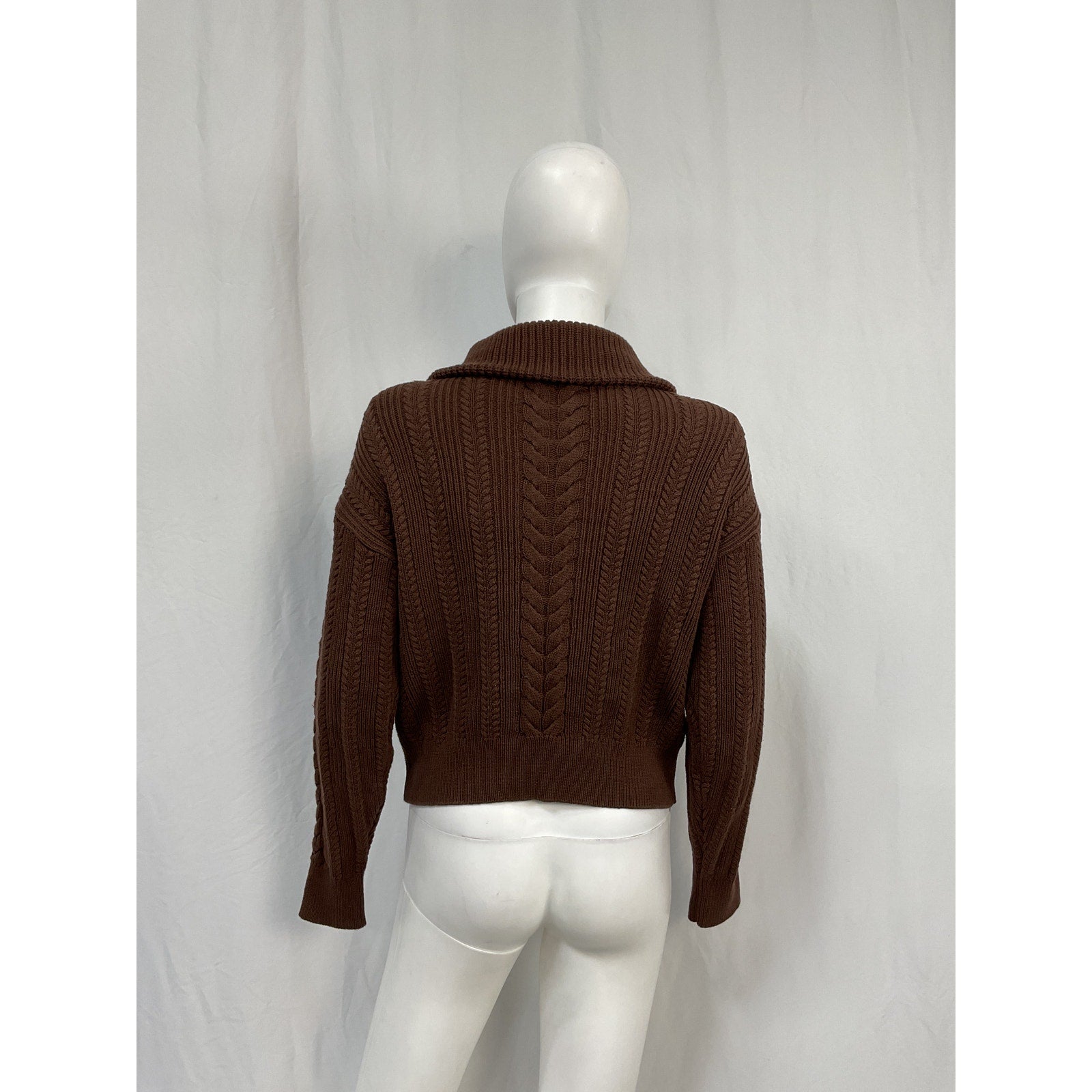 Reformation 'Lucca' Bown Cotton Cable Half Zip Sweater Size XS