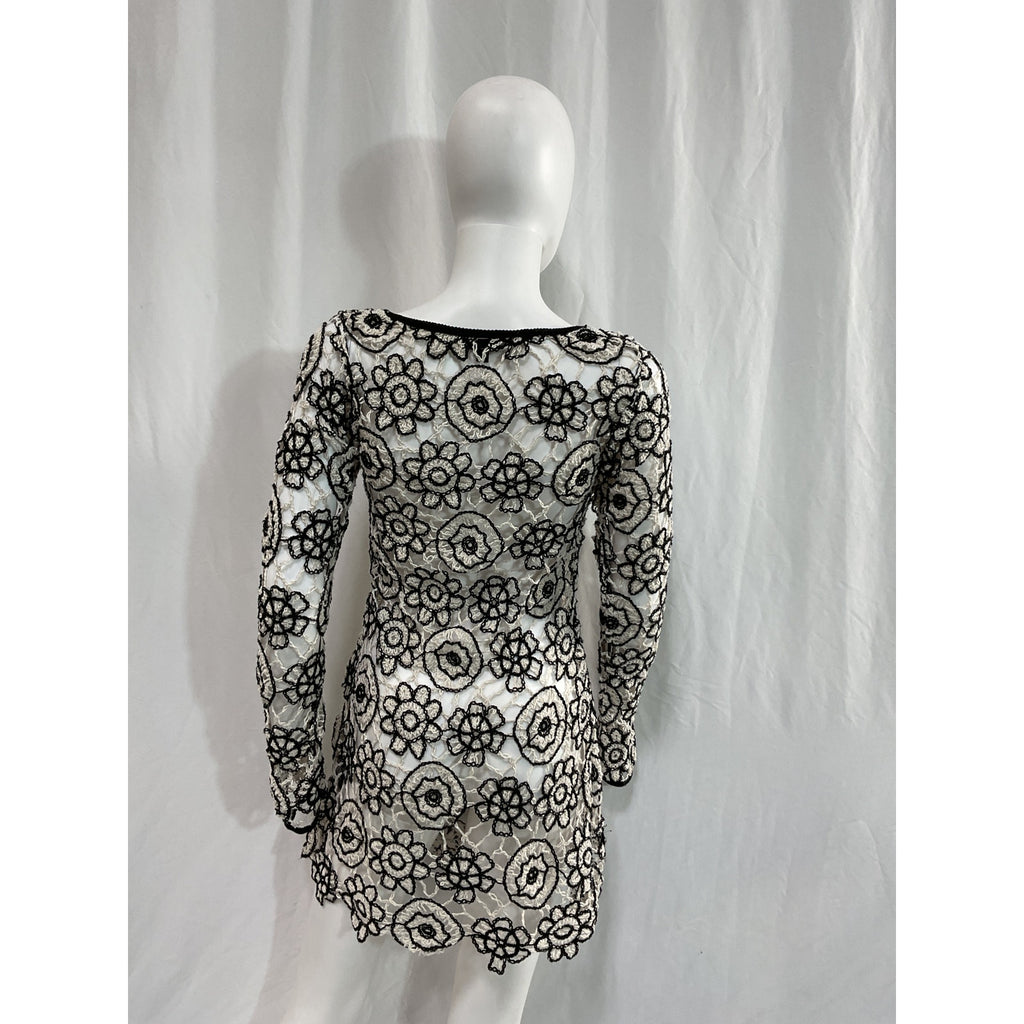 For Love & Lemons 'Kaya' Black Long Sleeve Mini Dress Size S