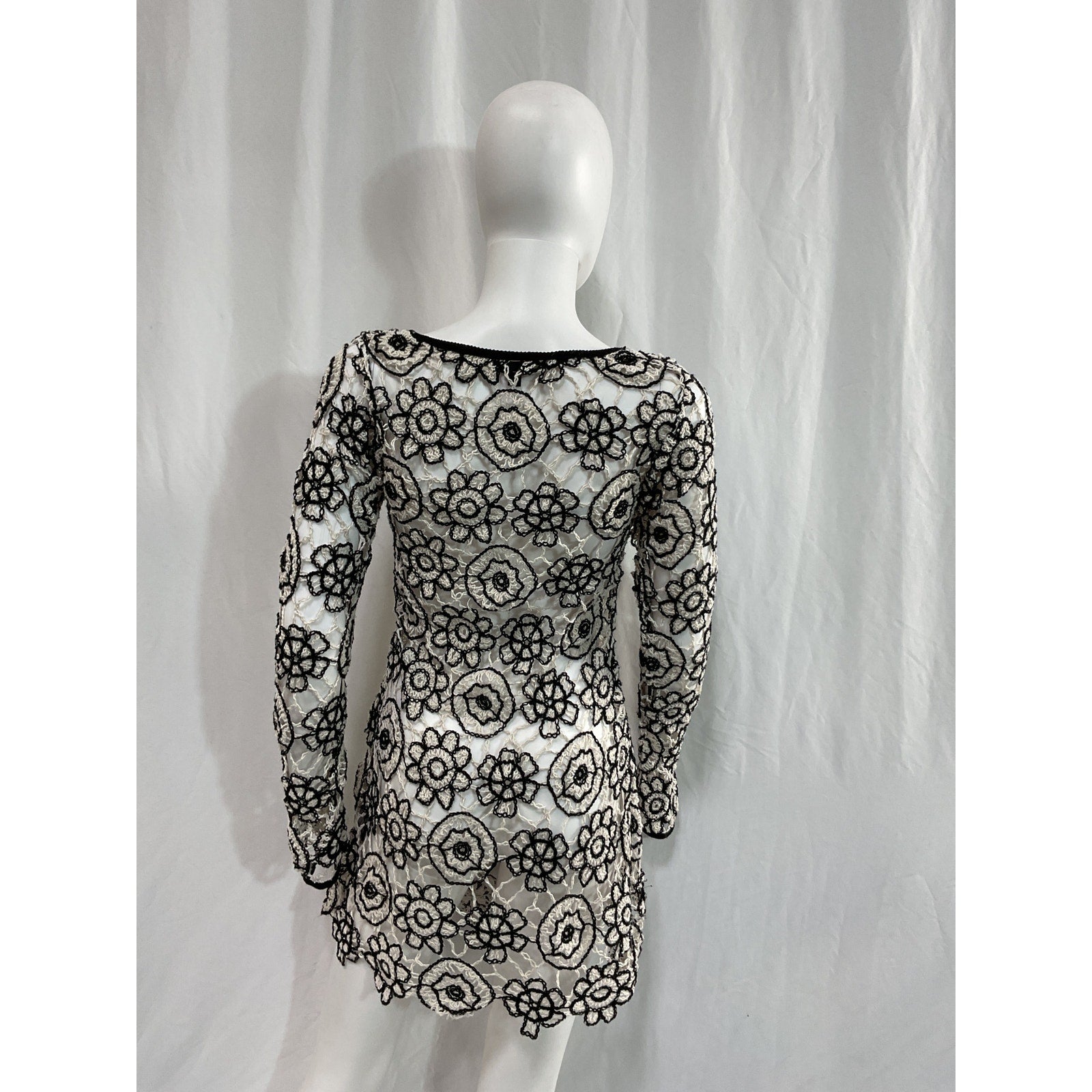For Love & Lemons 'Kaya' Black Long Sleeve Mini Dress Size S