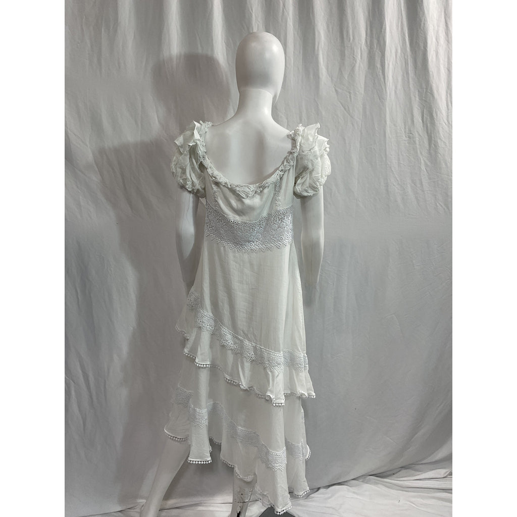 Charo Ruiz White Short Sleeve Midi Dress Size L