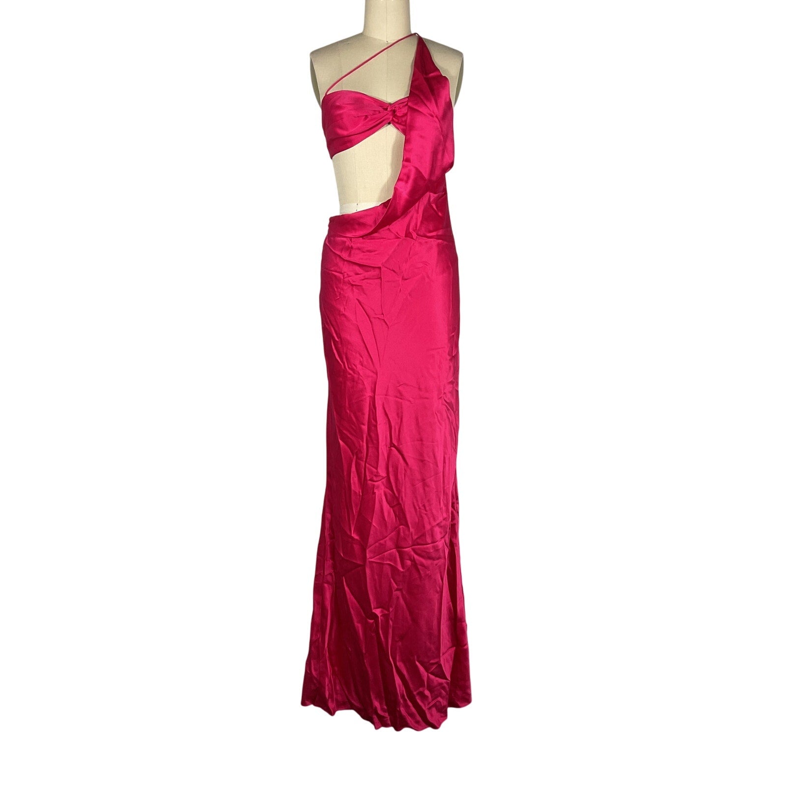 The Sei Asymmetrical Pink Silk Cowl Bias Gown Size 4