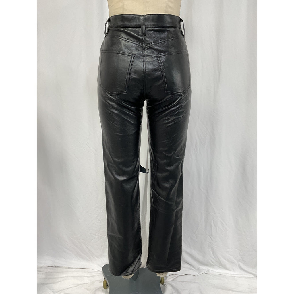 Agolde Black Leather Fitted 90'S Pant Size 24