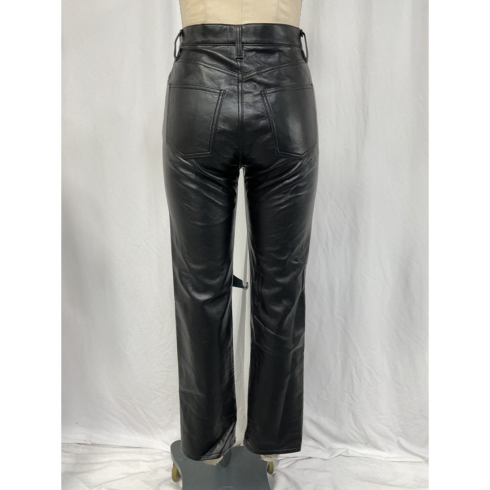 Agolde Black Leather Fitted 90'S Pant Size 24