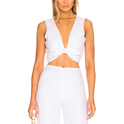 Faithfull The Brand 'Desitha' White Linen Top Size S