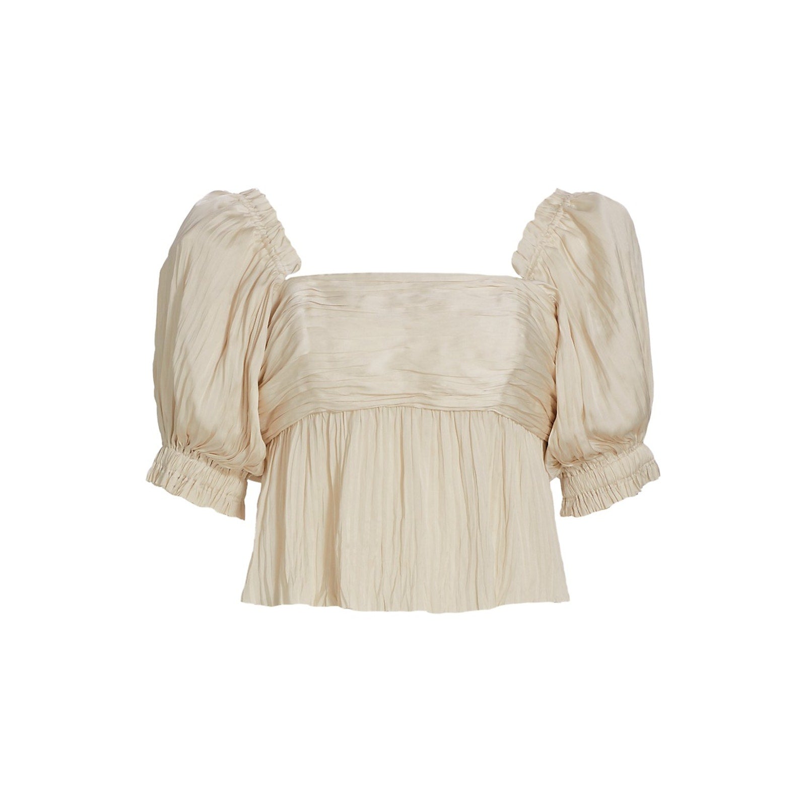 Frame Puff-Sleeve White Square-Neck Top Size S