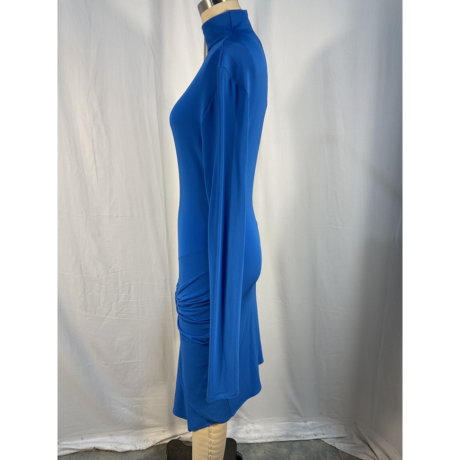 Off-White Twist-Front Blue Viscose Printed Jersey Mini Dress Size 42