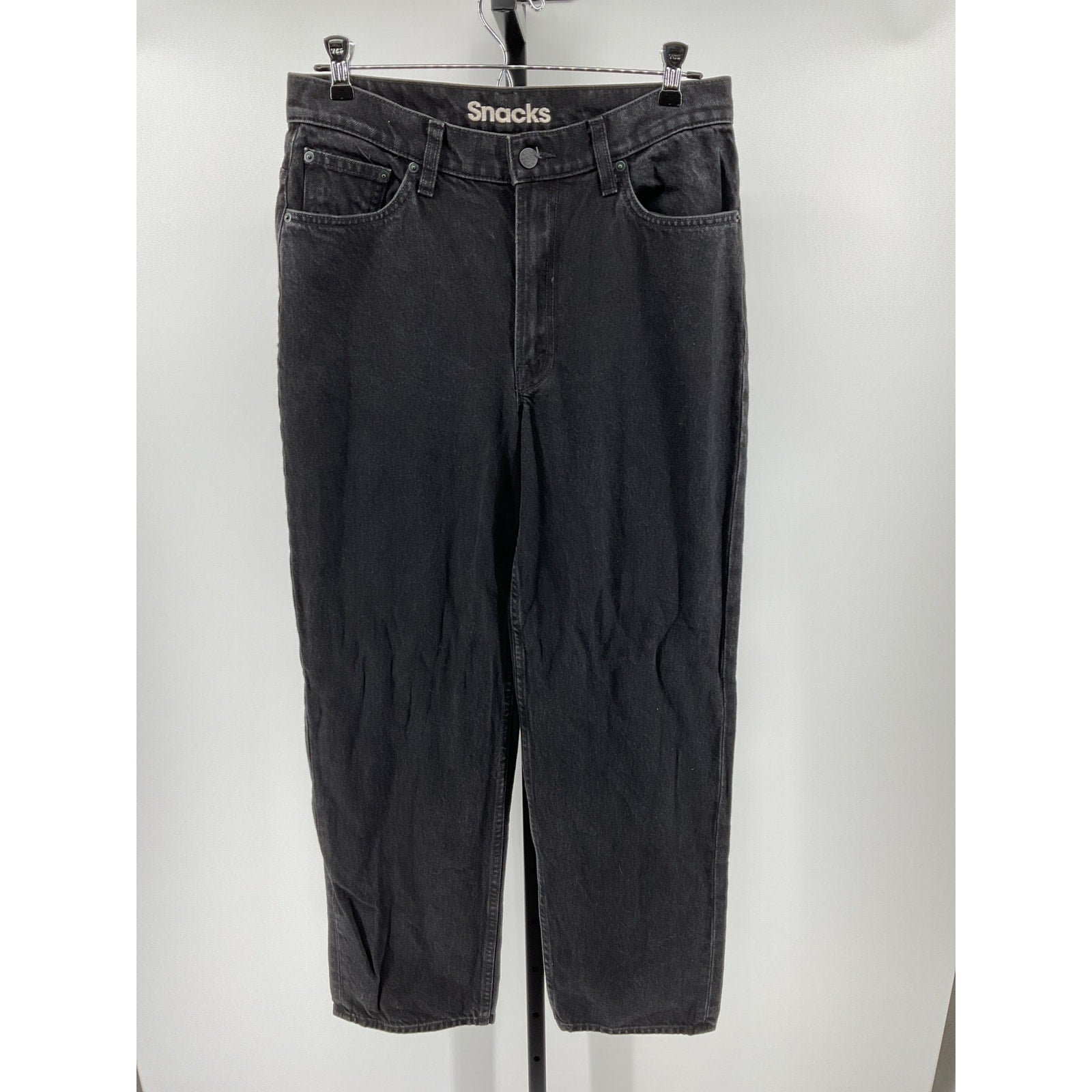 Mother High Waisted Black Cotton Double Stack Hover Size 30