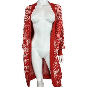 Farm Rio Knit Red Tropical Cardigan Size XS
