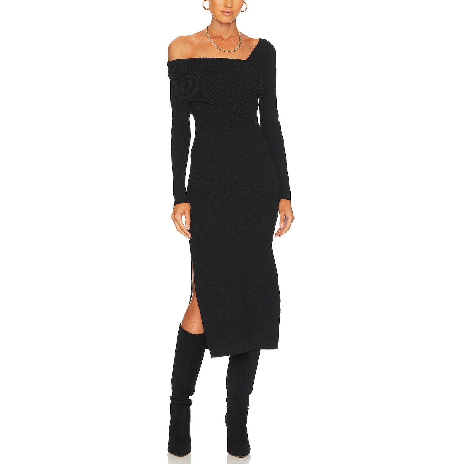 Line & Dot 'Sylvie' Black Rayon Midi Sweater Dress Size XS
