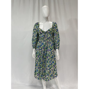 For Love & Lemons 'Bridget' Green Puff Sleeve Midi Dress Size S