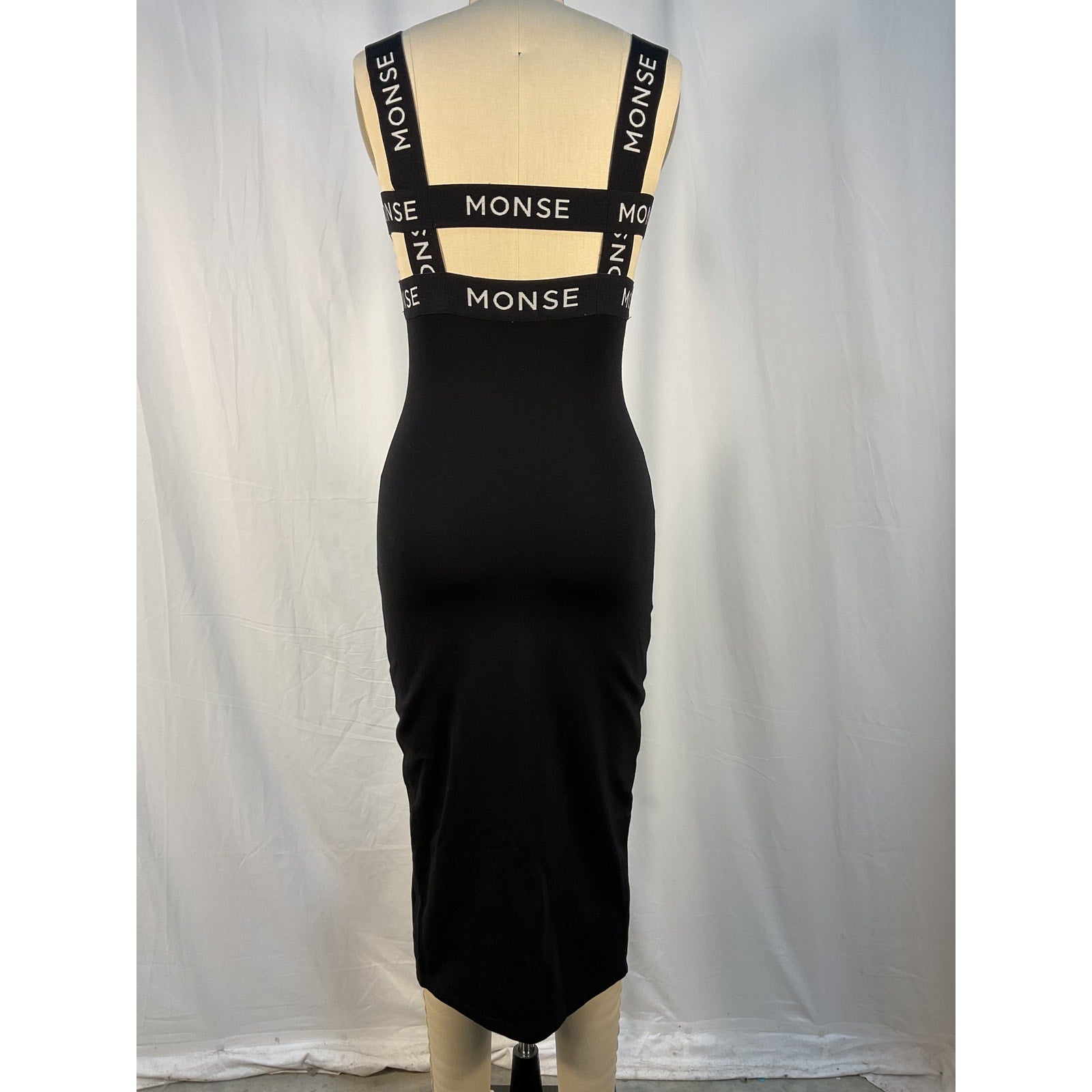 Monse 'Logo' Black Ponte Midi Dress Size XS