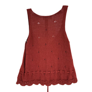 Sézane Scalloped Red Giselle Tank Size XXS