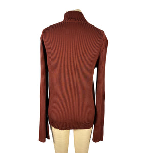 Chloé Ribbed Brick Turtleneck Sweater Size XL