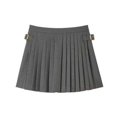 Sandro Chic Gray Buckle Accent Pleated Skort Size FR 36 / US 4 NWT