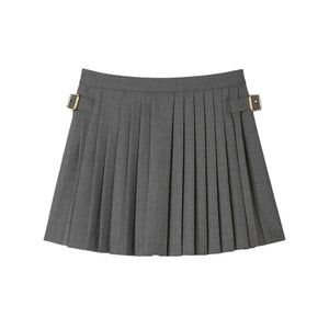 Sandro Chic Gray Buckle Accent Pleated Skort Size FR 36 / US 4 NWT
