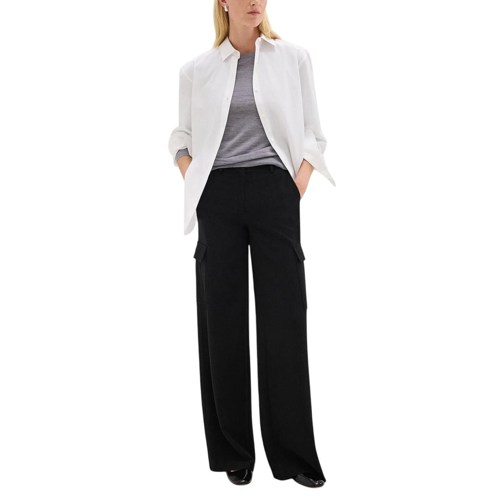 Theory Wide-Leg Black Triacetate Cargo Pant Size 4