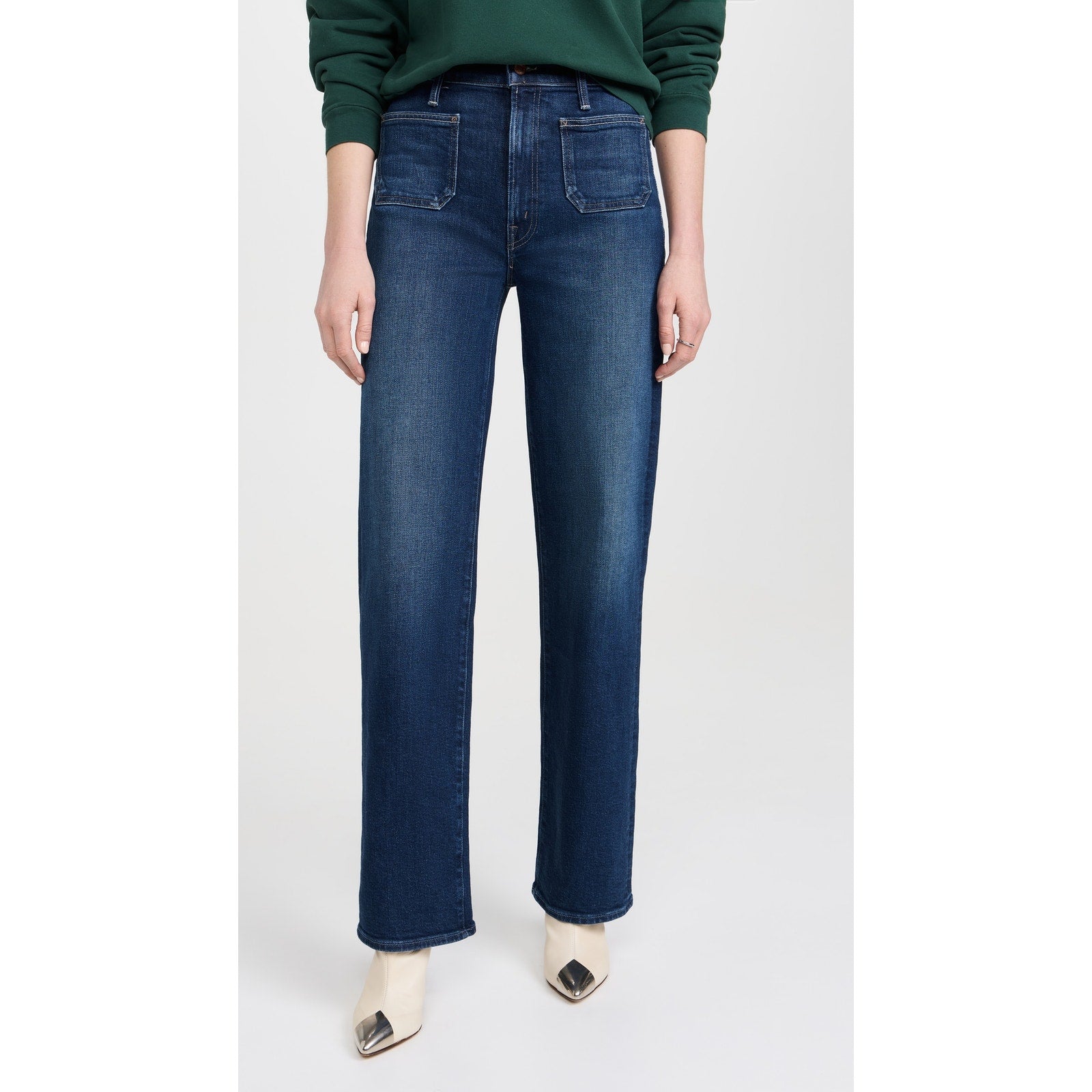 Mother Patch Pocket 'Rambler' Blue Cotton Zip Sneak Jeans Size 24