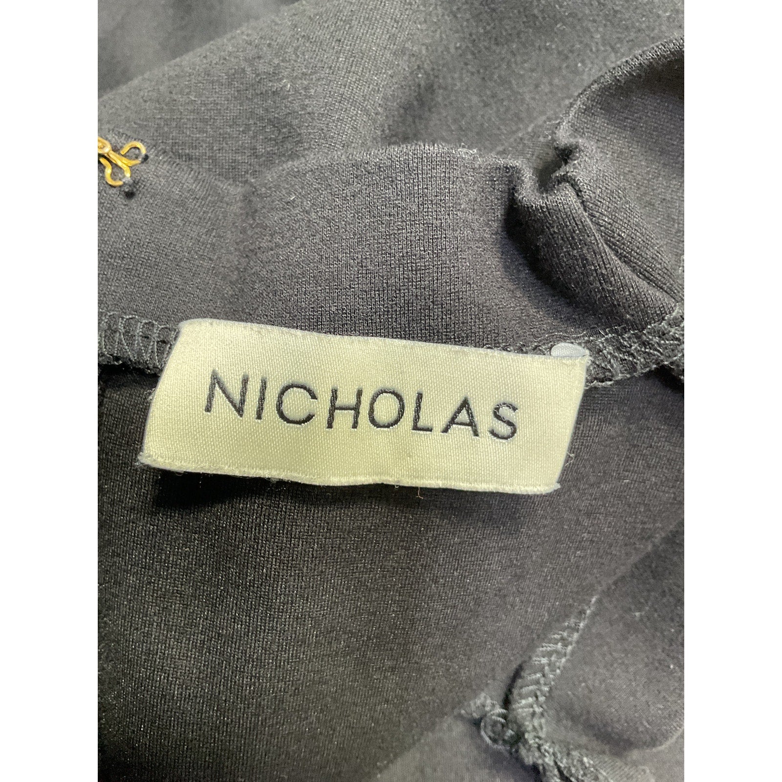 Nicholas 'Fleur' Black Viscose Cropped Ruched Jersey Top Size 8