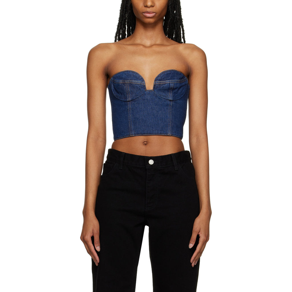 Magda Butrym Navy Cropped Denim Camisole Size 34 - NWT