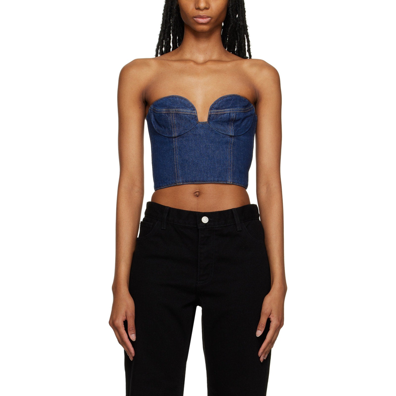 Magda Butrym Navy Cropped Denim Camisole Size 34 - NWT