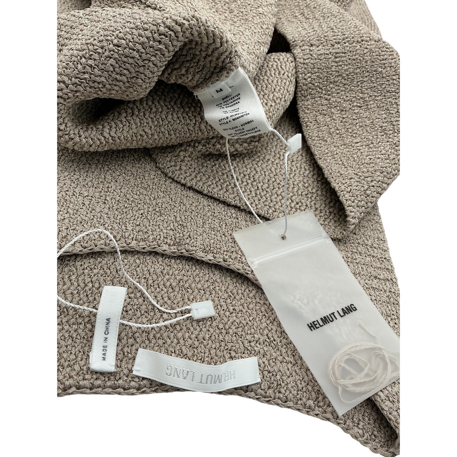 Helmut Lang Ribbon Tan Cotton Midi Dress Size M