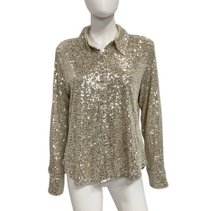 Sanctuary Sparkling Champagne Radiant Sequin Blouse Size M NWT
