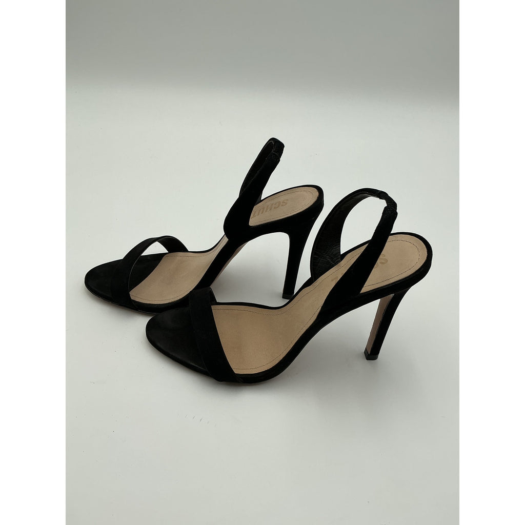 Schutz 'Luriane' Black Suede Leather Heel Size 7