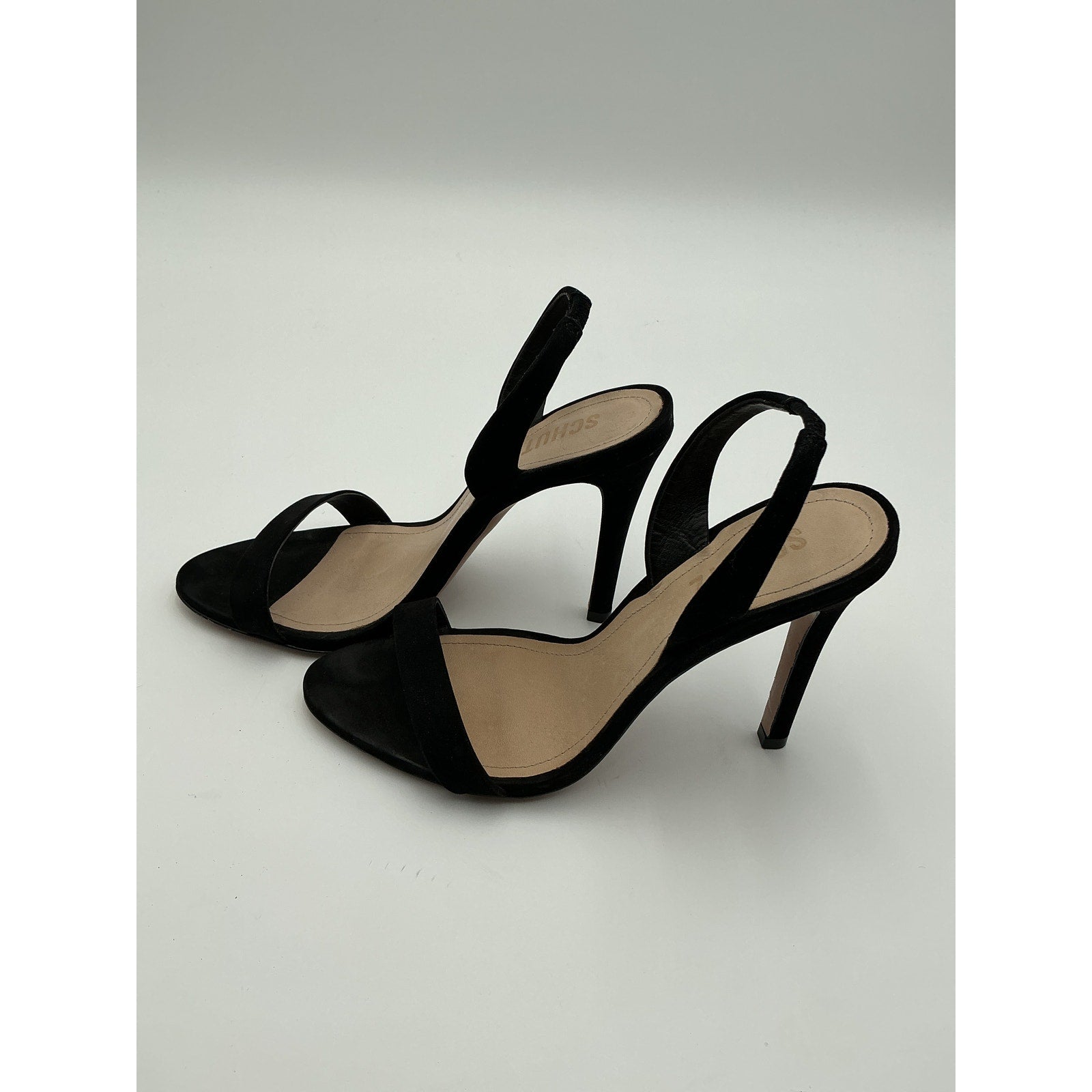 Schutz 'Luriane' Black Suede Leather Heel Size 7