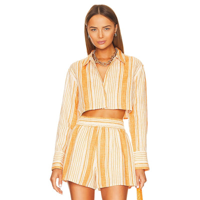 L'Academie Striped Orange Manon Shirt Size XS