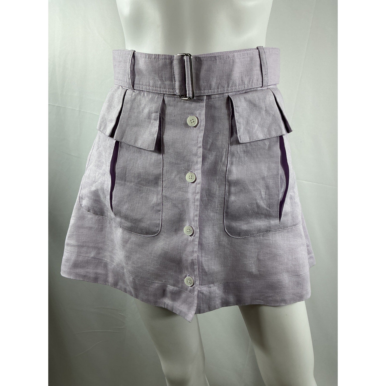 Matthew Bruch Cargo Pink Linen Mini Skirt Size 2
