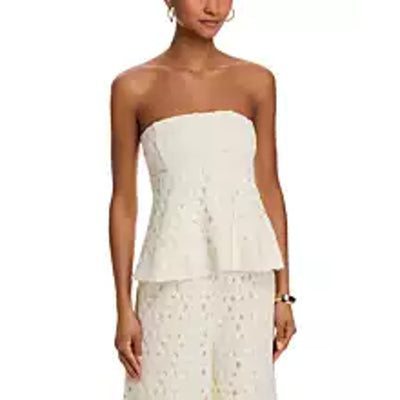 Line & Dot Crochet Cream Bowen Strapless Top Size L NWT