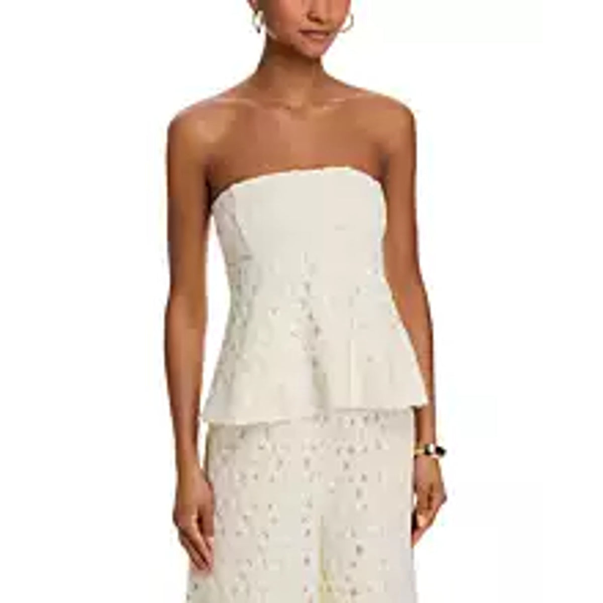Line & Dot Crochet Cream Bowen Strapless Top Size L NWT