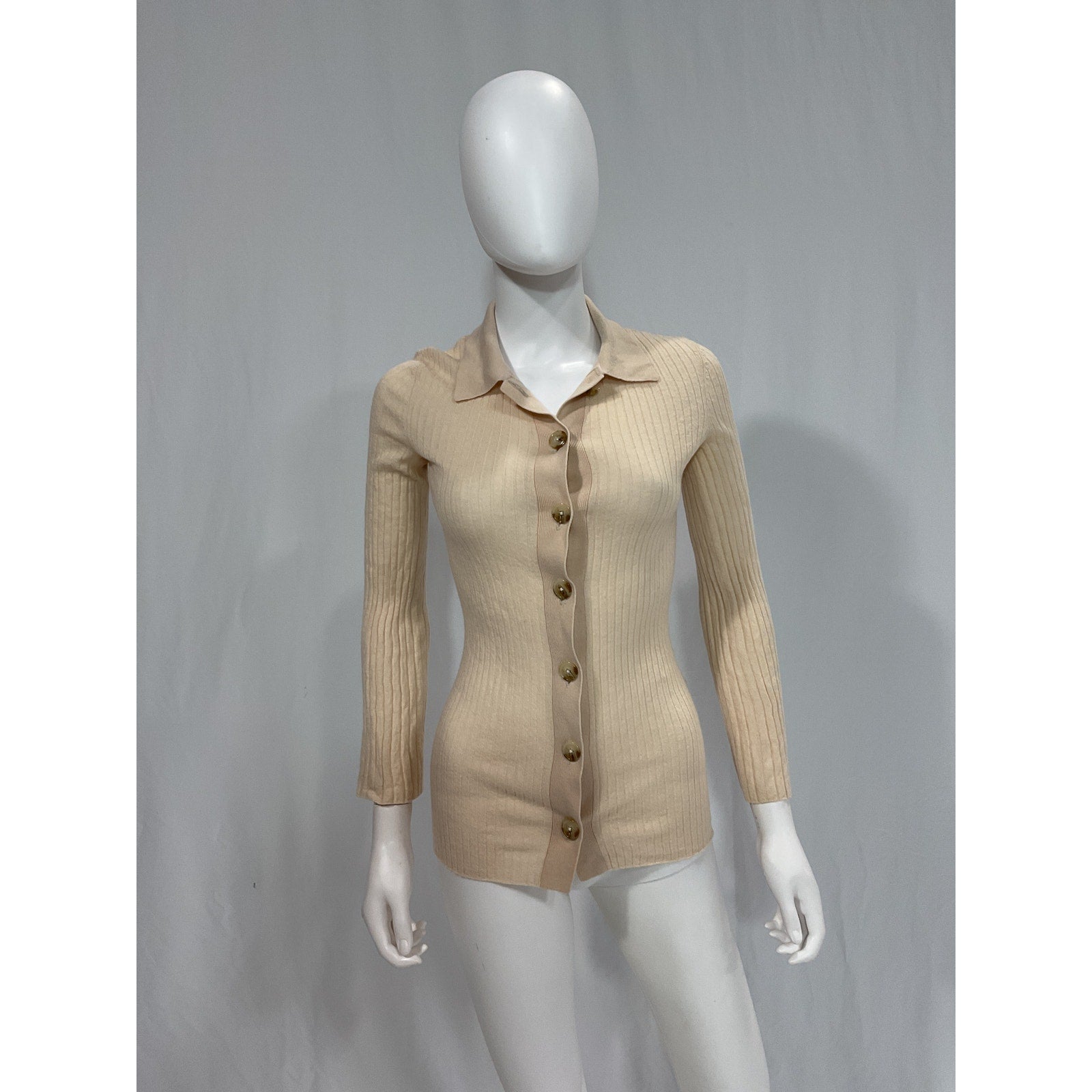 Loulou Studio 'Biola' Beige Ribbed Wool And Cashmere Blend Top Size XS