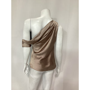 Line & Dot 'Lexi' Brown Off Shoulder Satin Top Size S