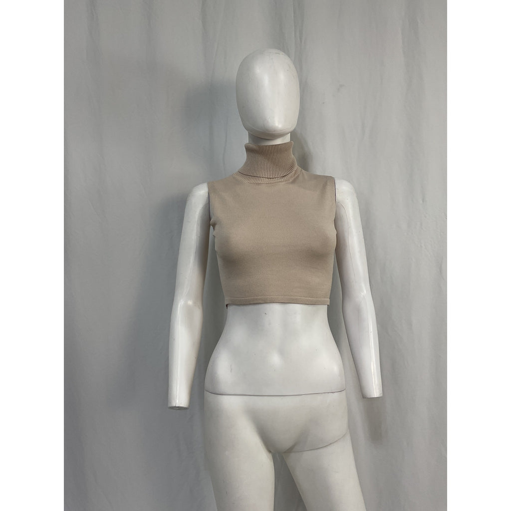 Aya Muse 'Verona' Tan Viscose Turtleneck Top Size S