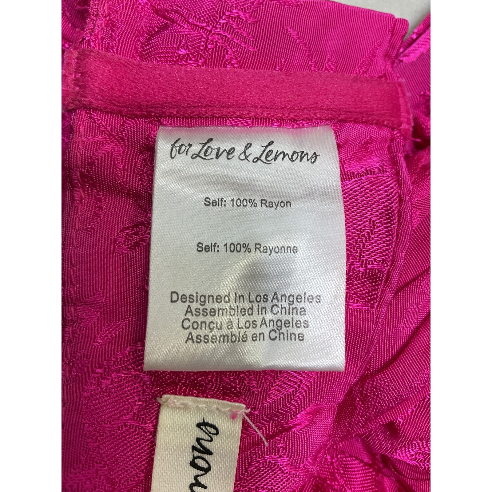 For Love & Lemons 'Delanie' Pink Rayon Top Size S