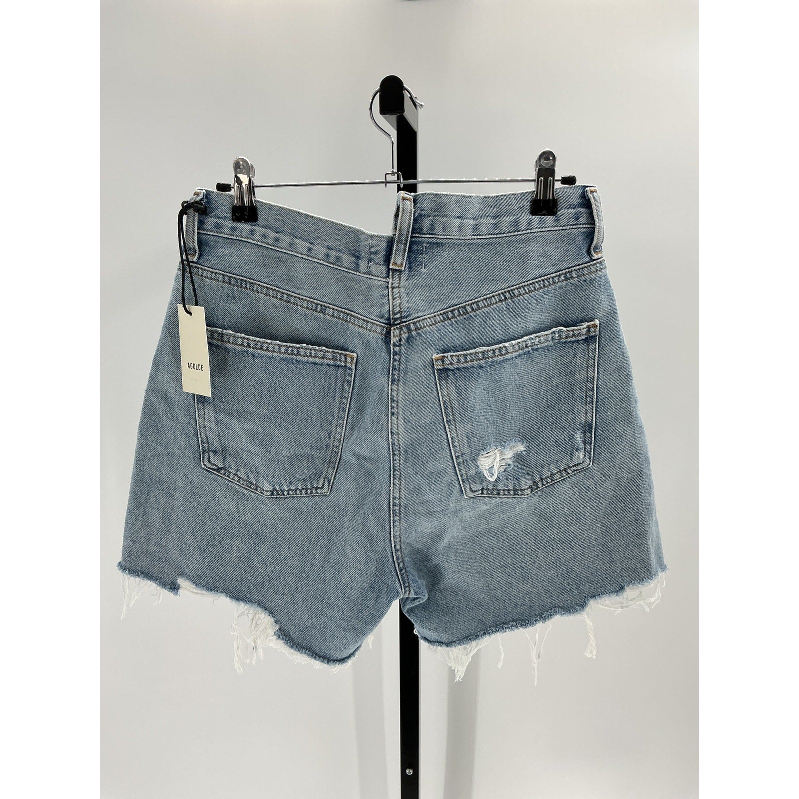 Agolde Crisscross Blue Cotton Super High Waist Organic Denim Shorts Size 28 - NWT