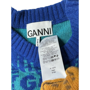 Ganni Gradient Cloisonne Graphic Wool Sweater Size M